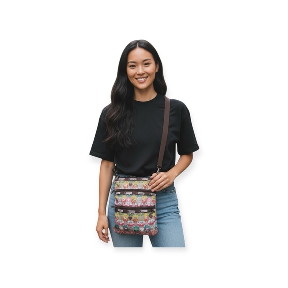 Y2K: LeSportSac ❤︎ Iconic Ripstop Crossbody Bag Handbag ❤︎ Multi Heart Dot Print - Picture 15 of 16